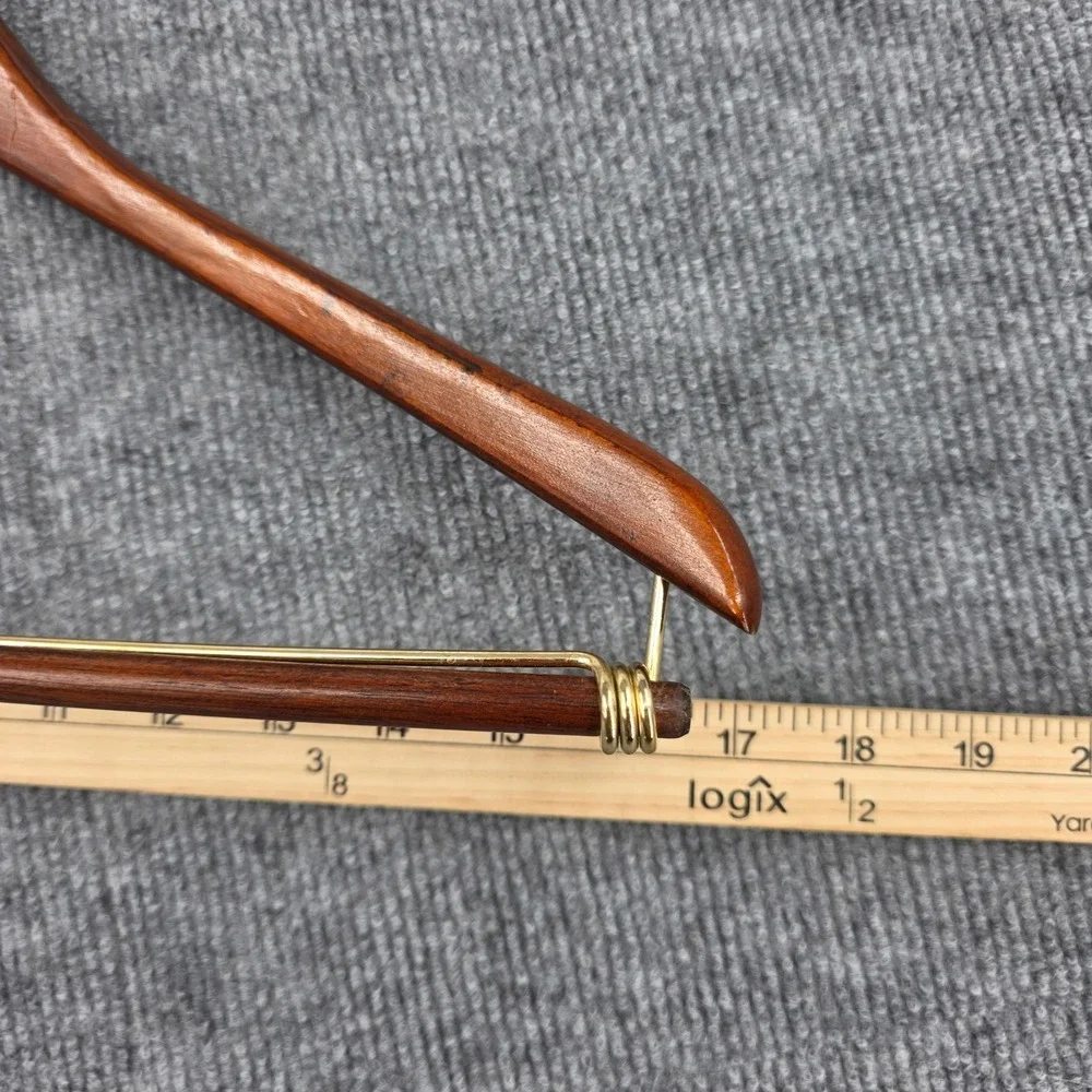 Polo Ralph Lauren Vintage Wood Suit Hanger Brass Hardware Brown 17 Inch
